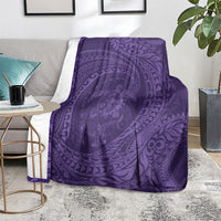 Hawaiian Turtle and Shark Blanket Kakau Tribal with Polynesian Pattern Purple Color