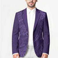 Hawaiian Turtle and Shark Blazer Kakau Tribal with Polynesian Pattern Purple Color
