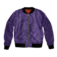 Hawaiian Turtle and Shark Bomber Jacket Kakau Tribal with Polynesian Pattern Purple Color