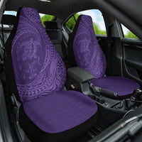 Hawaiian Turtle and Shark Car Seat Cover Kakau Tribal with Polynesian Pattern Purple Color