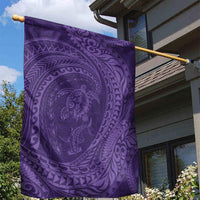 Hawaiian Turtle and Shark Garden Flag Kakau Tribal with Polynesian Pattern Purple Color