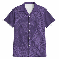 Hawaiian Turtle and Shark Hawaiian Shirt Kakau Tribal with Polynesian Pattern Purple Color