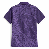Hawaiian Turtle and Shark Hawaiian Shirt Kakau Tribal with Polynesian Pattern Purple Color