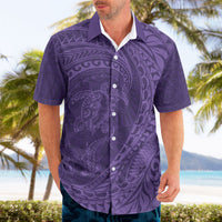 Hawaiian Turtle and Shark Hawaiian Shirt Kakau Tribal with Polynesian Pattern Purple Color