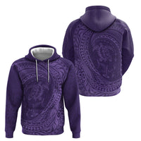 Hawaiian Turtle and Shark Hoodie Kakau Tribal with Polynesian Pattern Purple Color