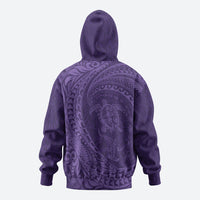 Hawaiian Turtle and Shark Hoodie Kakau Tribal with Polynesian Pattern Purple Color