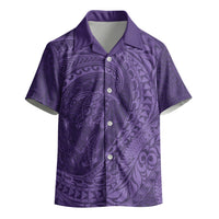 Hawaiian Turtle and Shark Kid Hawaiian Shirt Kakau Tribal with Polynesian Pattern Purple Color