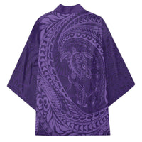 Hawaiian Turtle and Shark Kimono Kakau Tribal with Polynesian Pattern Purple Color