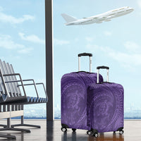 Hawaiian Turtle and Shark Luggage Cover Kakau Tribal with Polynesian Pattern Purple Color