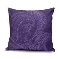 Hawaiian Turtle and Shark Pillow Cover Kakau Tribal with Polynesian Pattern Purple Color