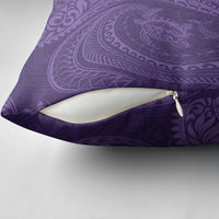 Hawaiian Turtle and Shark Pillow Cover Kakau Tribal with Polynesian Pattern Purple Color