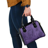 Hawaiian Turtle and Shark Shoulder Handbag Kakau Tribal with Polynesian Pattern Purple Color
