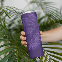 Hawaiian Turtle and Shark Skinny Tumbler Kakau Tribal with Polynesian Pattern Purple Color