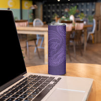 Hawaiian Turtle and Shark Skinny Tumbler Kakau Tribal with Polynesian Pattern Purple Color