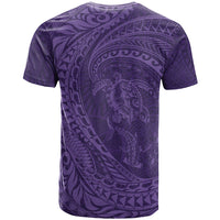 Hawaiian Turtle and Shark T Shirt Kakau Tribal with Polynesian Pattern Purple Color