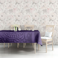 Hawaiian Turtle and Shark Tablecloth Kakau Tribal with Polynesian Pattern Purple Color