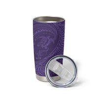 Hawaiian Turtle and Shark Tumbler Cup Kakau Tribal with Polynesian Pattern Purple Color