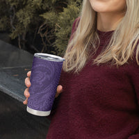 Hawaiian Turtle and Shark Tumbler Cup Kakau Tribal with Polynesian Pattern Purple Color