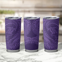 Hawaiian Turtle and Shark Tumbler Cup Kakau Tribal with Polynesian Pattern Purple Color