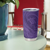 Hawaiian Turtle and Shark Tumbler Cup Kakau Tribal with Polynesian Pattern Purple Color