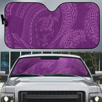 Hawaiian Turtle and Shark Auto Sun Shade Kakau Tribal with Polynesian Pattern Pink Color