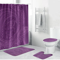 Hawaiian Turtle and Shark Bathroom Set Kakau Tribal with Polynesian Pattern Pink Color