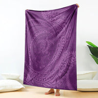 Hawaiian Turtle and Shark Blanket Kakau Tribal with Polynesian Pattern Pink Color