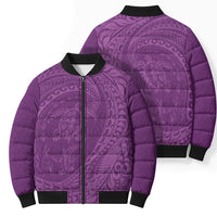 Hawaiian Turtle and Shark Bomber Puffer Jacket Kakau Tribal with Polynesian Pattern Pink Color