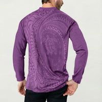 Hawaiian Turtle and Shark Button Sweatshirt Kakau Tribal with Polynesian Pattern Pink Color