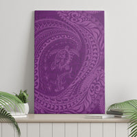Hawaiian Turtle and Shark Canvas Wall Art Kakau Tribal with Polynesian Pattern Pink Color