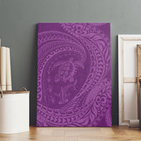 Hawaiian Turtle and Shark Canvas Wall Art Kakau Tribal with Polynesian Pattern Pink Color