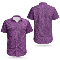Hawaiian Turtle and Shark Couples Matching Summer Maxi Dress and Hawaiian Shirt Kakau Tribal with Polynesian Pattern Pink Color
