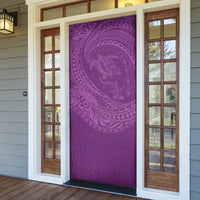 Hawaiian Turtle and Shark Door Cover Kakau Tribal with Polynesian Pattern Pink Color