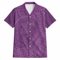 Hawaiian Turtle and Shark Hawaiian Shirt Kakau Tribal with Polynesian Pattern Pink Color