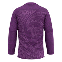 Hawaiian Turtle and Shark Hockey Jersey Kakau Tribal with Polynesian Pattern Pink Color
