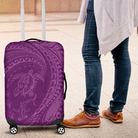 Hawaiian Turtle and Shark Luggage Cover Kakau Tribal with Polynesian Pattern Pink Color