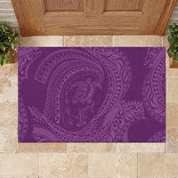 Hawaiian Turtle and Shark Rubber Doormat Kakau Tribal with Polynesian Pattern Pink Color