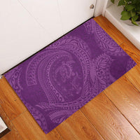 Hawaiian Turtle and Shark Rubber Doormat Kakau Tribal with Polynesian Pattern Pink Color
