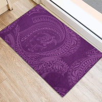 Hawaiian Turtle and Shark Rubber Doormat Kakau Tribal with Polynesian Pattern Pink Color