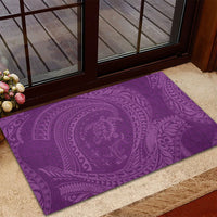 Hawaiian Turtle and Shark Rubber Doormat Kakau Tribal with Polynesian Pattern Pink Color