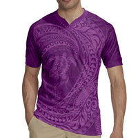 Hawaiian Turtle and Shark Rugby Jersey Kakau Tribal with Polynesian Pattern Pink Color