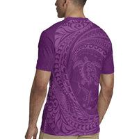 Hawaiian Turtle and Shark Rugby Jersey Kakau Tribal with Polynesian Pattern Pink Color