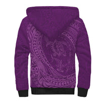 Hawaiian Turtle and Shark Sherpa Hoodie Kakau Tribal with Polynesian Pattern Pink Color
