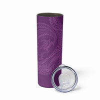 Hawaiian Turtle and Shark Skinny Tumbler Kakau Tribal with Polynesian Pattern Pink Color