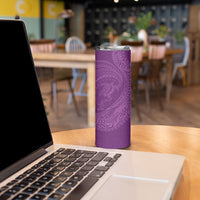 Hawaiian Turtle and Shark Skinny Tumbler Kakau Tribal with Polynesian Pattern Pink Color