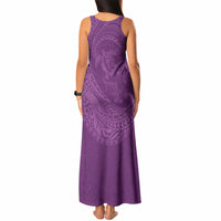 Hawaiian Turtle and Shark Tank Maxi Dress Kakau Tribal with Polynesian Pattern Pink Color