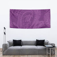 Hawaiian Turtle and Shark Tapestry Kakau Tribal with Polynesian Pattern Pink Color