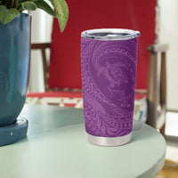 Hawaiian Turtle and Shark Tumbler Cup Kakau Tribal with Polynesian Pattern Pink Color