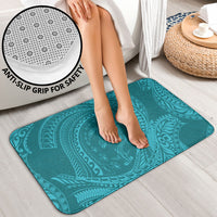 Hawaiian Turtle and Shark Bathroom Set Kakau Tribal with Polynesian Pattern Turquoise Color