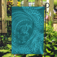 Hawaiian Turtle and Shark Garden Flag Kakau Tribal with Polynesian Pattern Turquoise Color